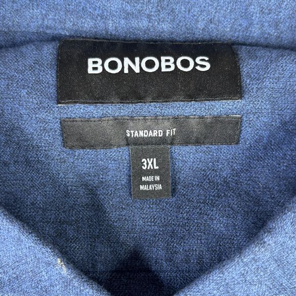 Bonobos Shirt Mens 3XL Blue Washed Button-Down Standard Fit Long Sleeve Pocket - Picture 6 of 14